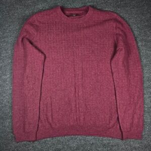 John W. Nordstrom Men's Burgundy Cashmere Crewneck Sweater Modern Comfort Size L